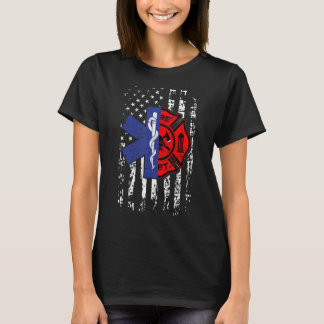 EMT Firefighter Firefighter EMT American Flag Gift T-Shirt