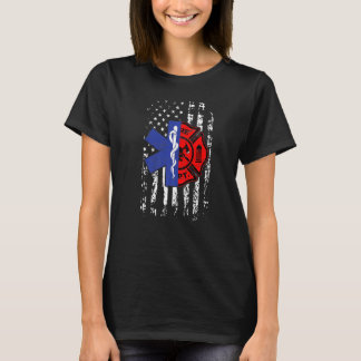 Emt Firefighter Firefighter Emt American Flag T-Shirt