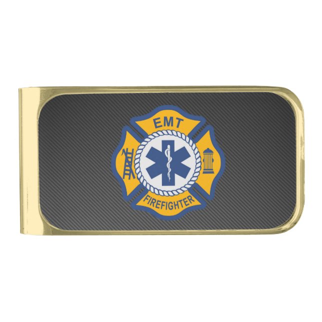 EMT Firefighter Gold Finish Money Clip (Front)