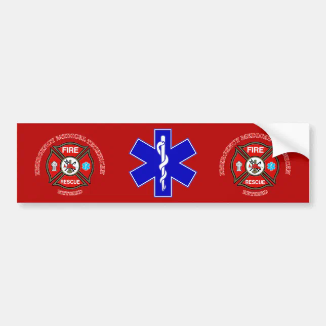 EMT Firefighter Retired Maltese Cross Bumper Sticker Zazzle