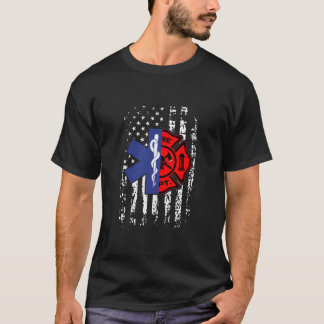 Emt Firefighter Shirt Firefighter American Flag Ba