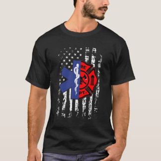 Emt Firefighter Shirt Firefighter American Flag Ba