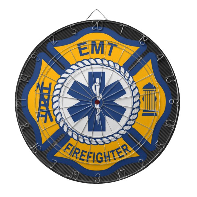 EMT Firefighter Stainless Steel Water Bottle Dart Board (Front)