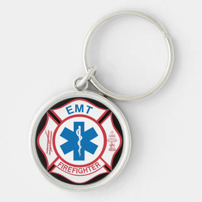 EMT Firefighter Symbol Keychain | Zazzle