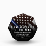 EMT First Responder of the Year White Line Flag Acrylic Award<br><div class="desc">This design features an EMT flag with black and gray stripes,  and a thin white line stripe as well. This award is great for showing appreciation to an EMT first responder for their service and recognizing them as first responder of the year.</div>