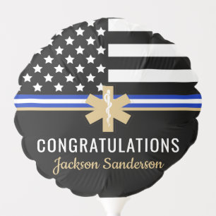 EMT First Responder White Line Flag EMS Retirement Balloon