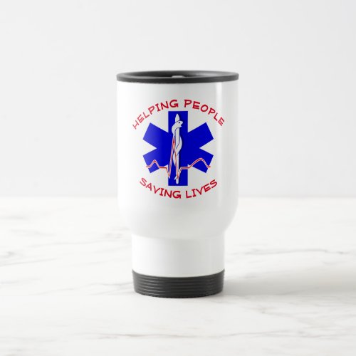 EMT First Responders Emblem Icon Symbol Red  Blue Travel Mug