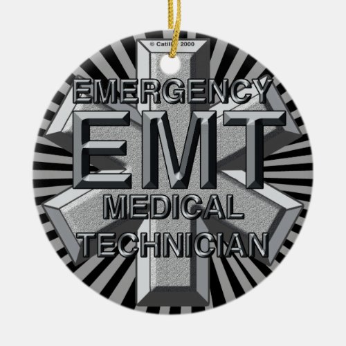 EMT Gray Logo custom name  Ornament 
