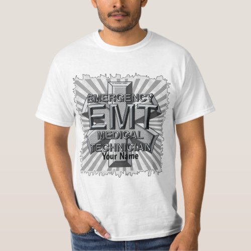 EMT Gray Logo custom name  t_shirt