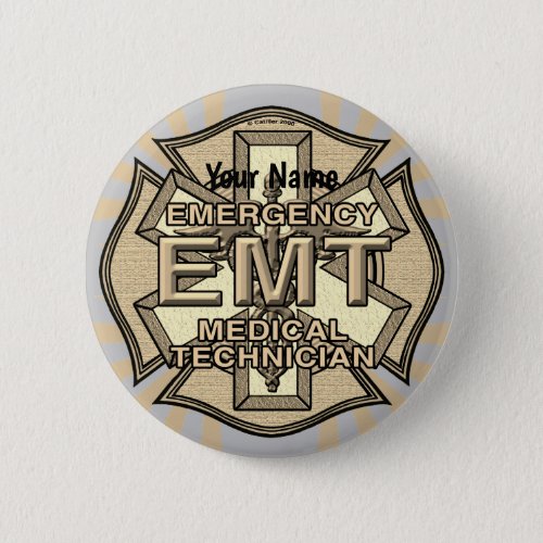 EMT Maltese Cross  custom name pin button
