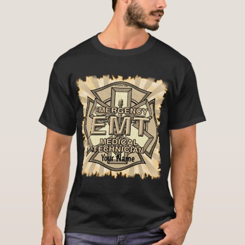 EMT Maltese Cross custom name t_shirt