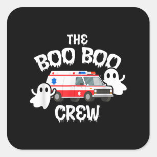 EMT Paramedic EMS Boo Boo Crew Ambulance Ghost Hal Square Sticker