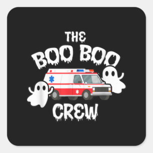 EMT Paramedic EMS Boo Boo Crew Ambulance Ghost Hal Square Sticker
