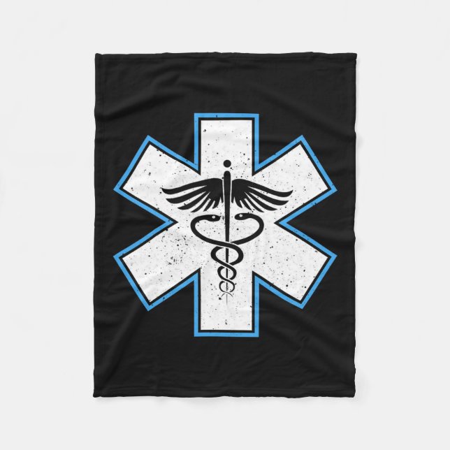 Emt Paramedic Star - Caduceus Ems First Responder  Fleece Blanket (Front)