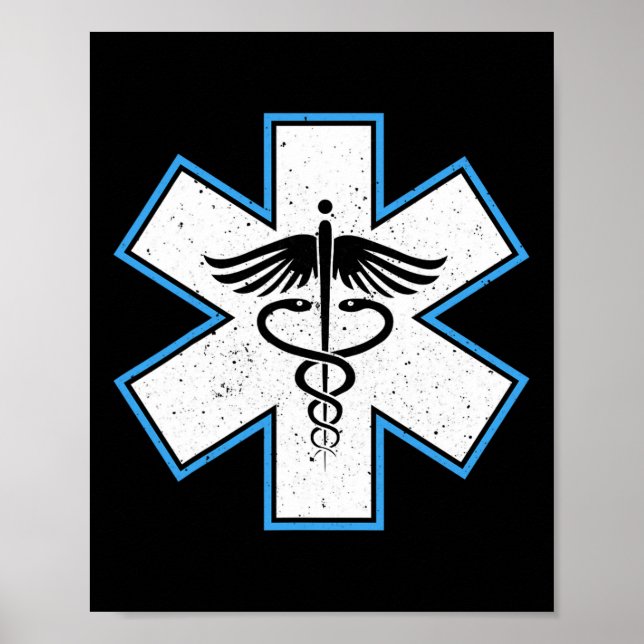 Emt Paramedic Star - Caduceus Ems First Responder  Poster (Front)