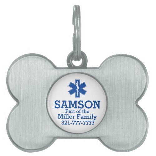 EMT Paramedic Symbol Custom Pet Tag