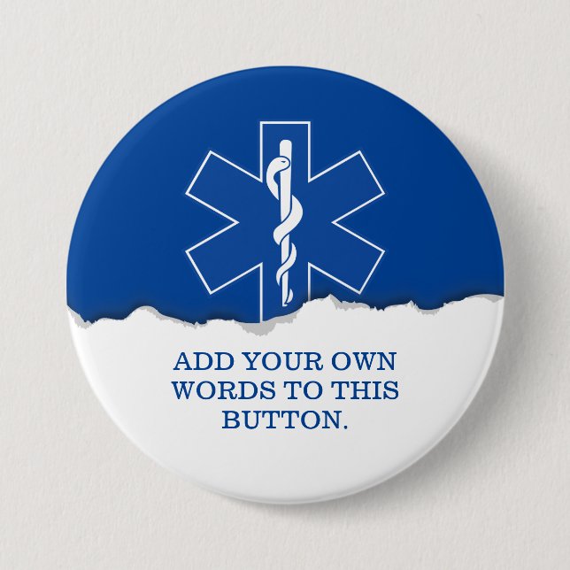 EMT Paramedic Symbol Custom Pinback Button (Front)