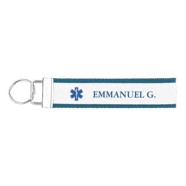 EMT Paramedic Symbol Custom Wrist Keychain (Keys on Left)