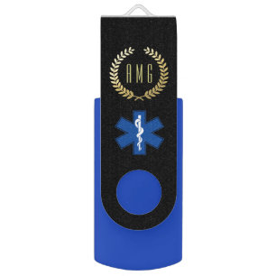 EMT Paramedic Symbol Monogram USB Flash Drive