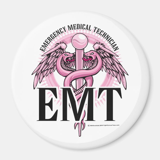 EMT Pink Caduceus Magnet (Front)