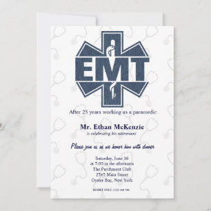 EMT retirement Denim texture Invitation