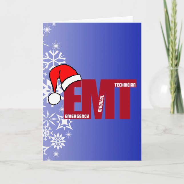 EMT SANTA - CHRISTMAS EMERGENCY MEDICAL TECHNICIAN HOLIDAY CARD (Front)