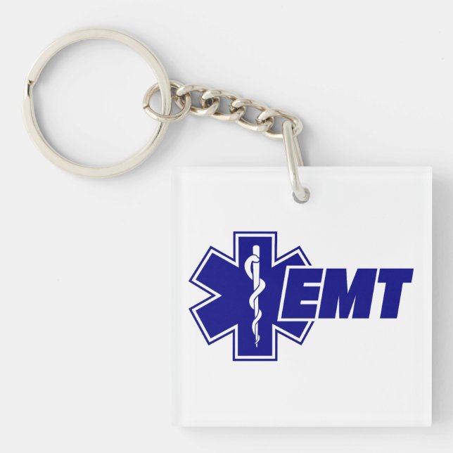 Emt Star of Life, firefighter ems Gift Keychain (Front)