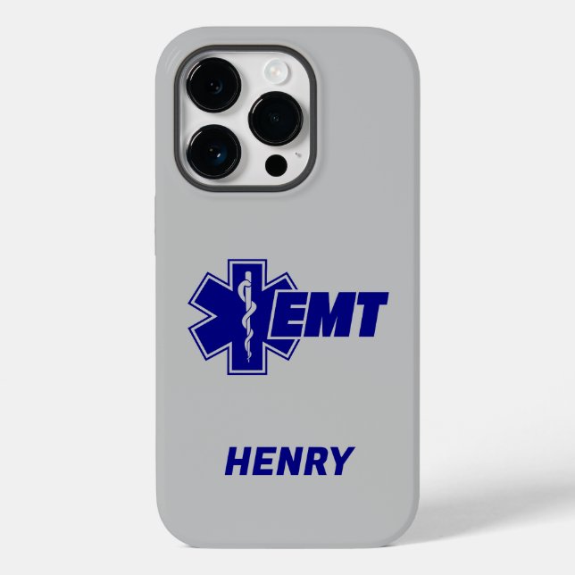 Emt Star of Life, firefighter Personalized Name Case-Mate iPhone Case (Back)