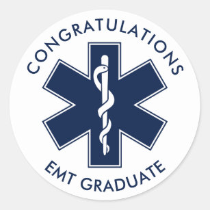 EMT Star of Life Symbol Custom Text Classic Round Sticker