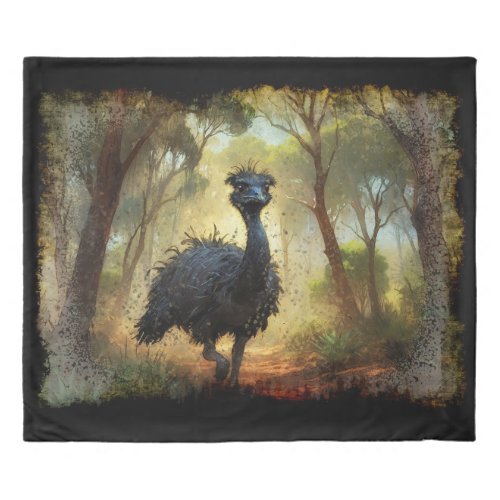 Emu and Australian Outback Forest Duvet Cover