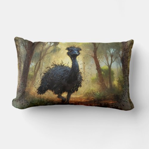 Emu and Australian Outback Forest Lumbar Pillow