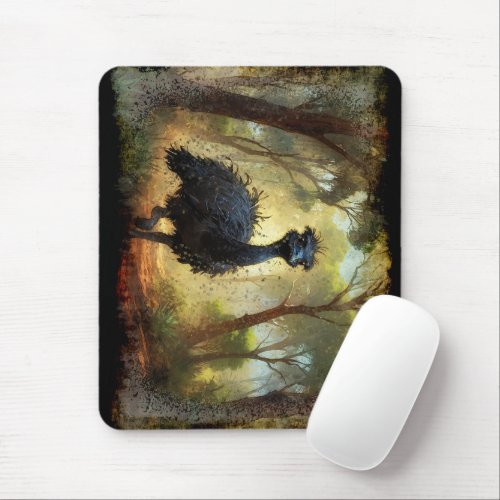 Emu and Australian Outback Forest Mouse Pad