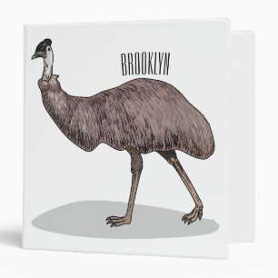 Emu bird cartoon illustration  3 ring binder