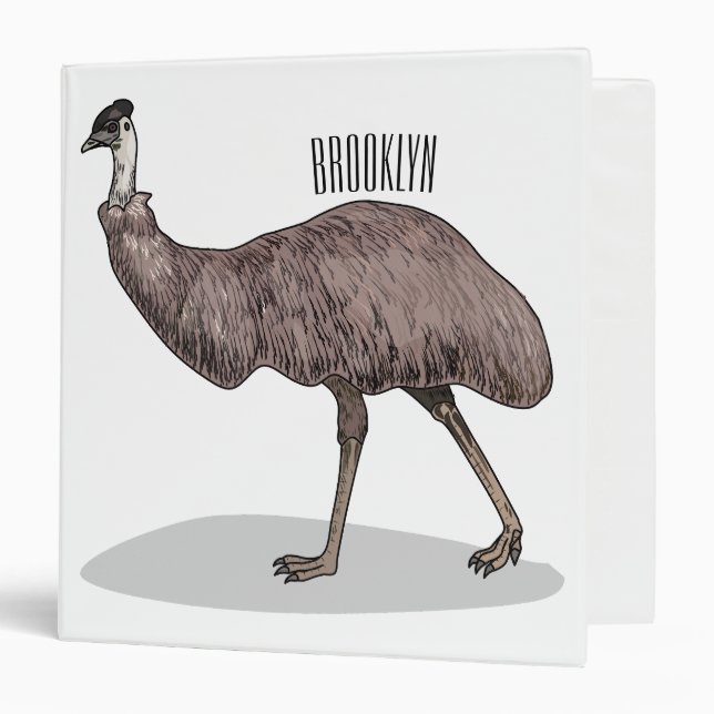 Emu bird cartoon illustration  3 ring binder (Front/Inside)