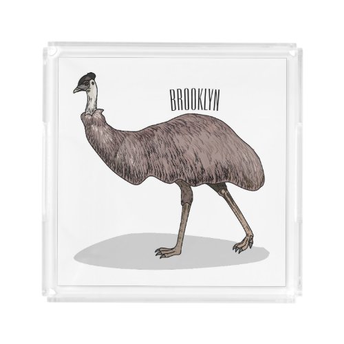 Emu bird cartoon illustration  acrylic tray