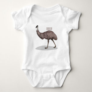Emu bird cartoon illustration baby bodysuit