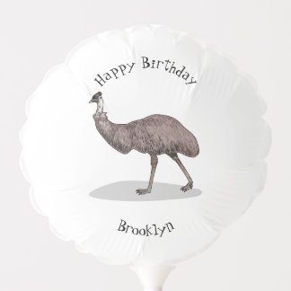 Emu bird cartoon illustration balloon
