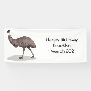 Emu bird cartoon illustration banner