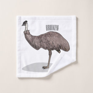 Emu bird cartoon illustration bath towel set