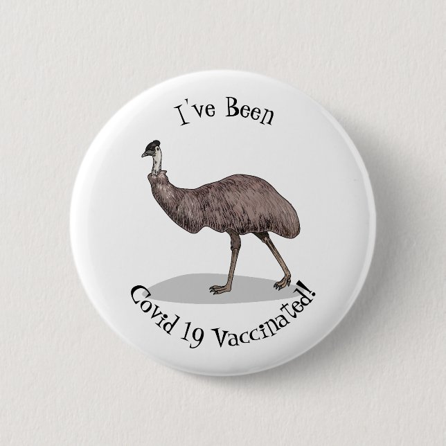 Emu bird cartoon illustration button (Front)