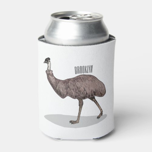 Emu bird cartoon illustration  can cooler