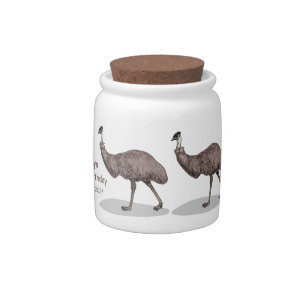 Emu bird cartoon illustration candy jar