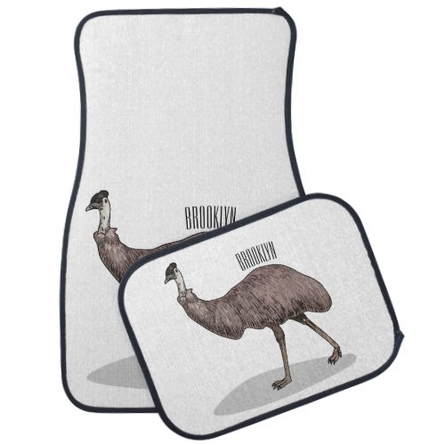 Emu bird cartoon illustration  car floor mat