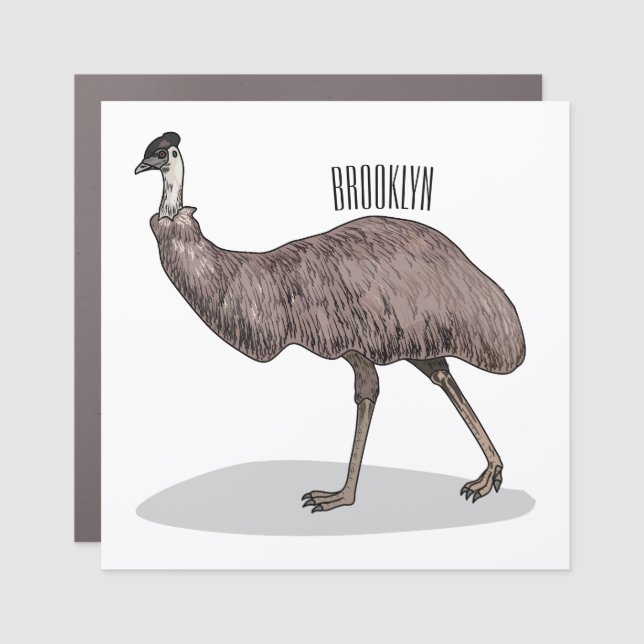 Emu bird cartoon illustration  car magnet (Front)
