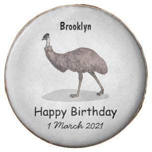 Emu bird cartoon illustration chocolate covered oreo