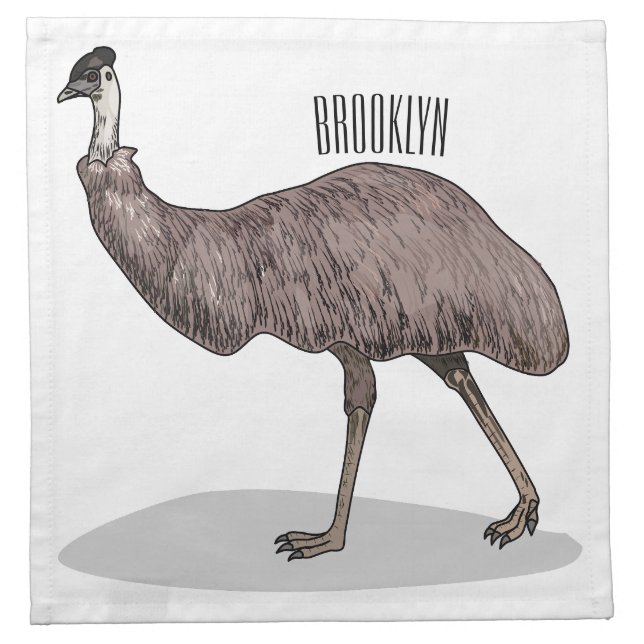 Emu bird cartoon illustration  cloth napkin (Front)