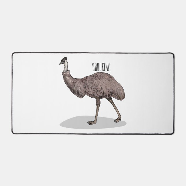 Emu bird cartoon illustration  desk mat (Front)