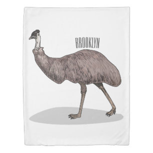Emu bird cartoon illustration duvet cover