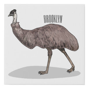 Emu bird cartoon illustration  faux canvas print