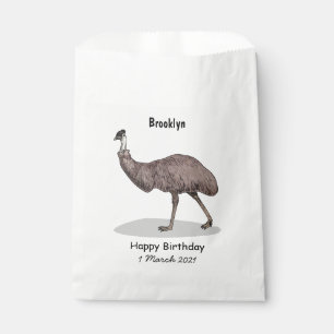 Emu bird cartoon illustration favor bag